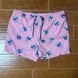 Men’s Pink Jellyfish Print Swim Shorts - SIZE XXL